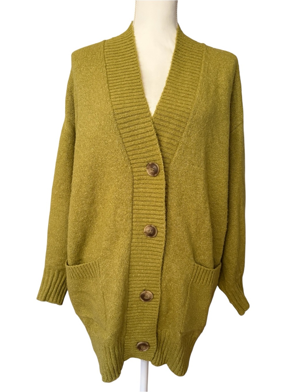 For The Republic Oversized V-Neck Cardigan Sweater Green Size S/P